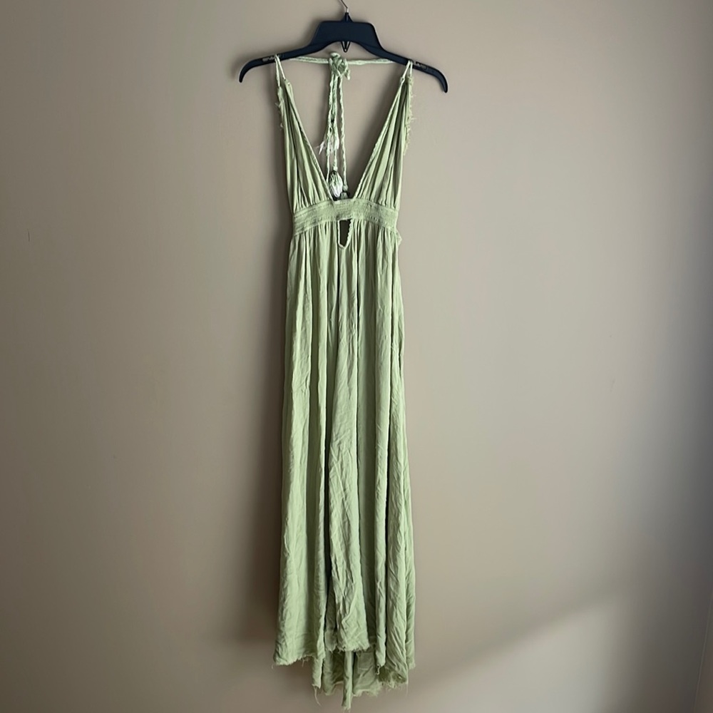 Free People Light Green Bohemian Maxi Dress Size M